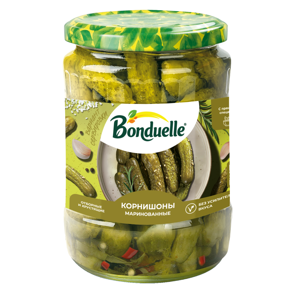 Bonduelle Marinadlangan kornishonlar 500 ml