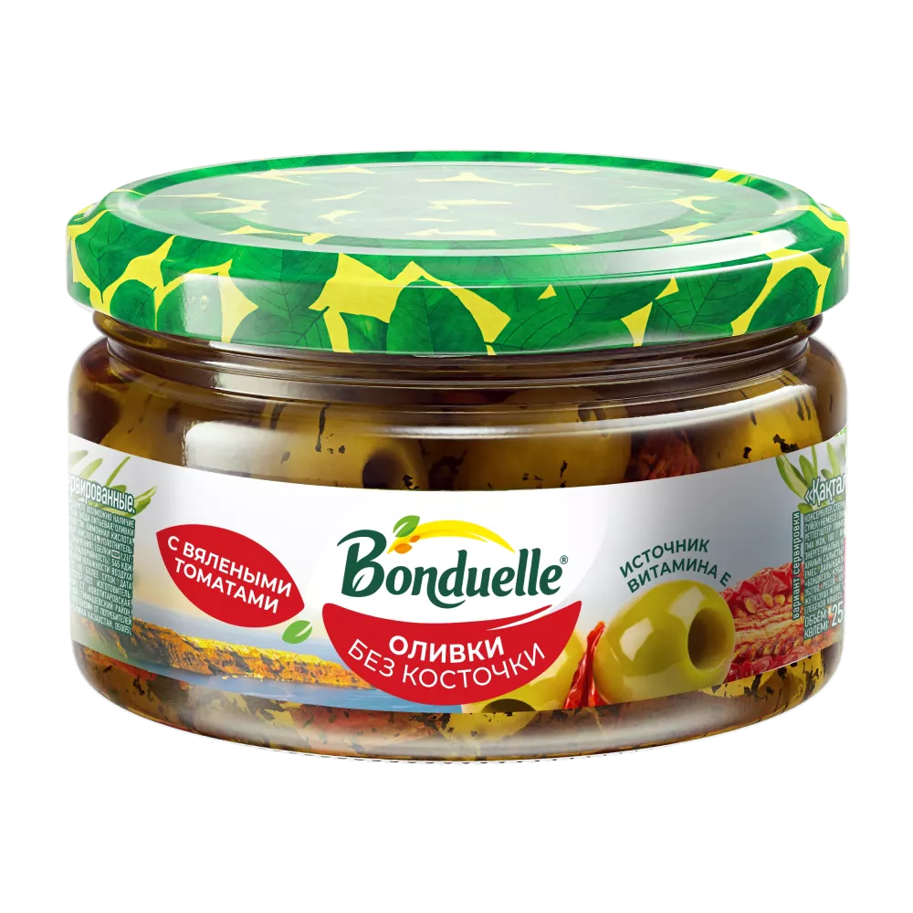 Bonduelle danaksiz zaytun, quritilgan pomidorli, 200 g