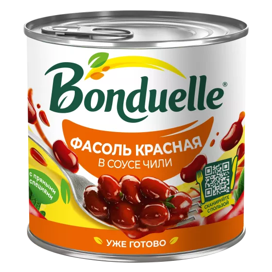 Фасоль консервированная Bonduelle, красная в соусе с чили, 400 г